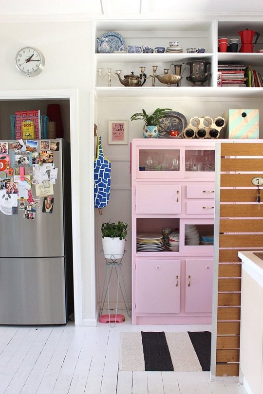 Above and at top: The kitchen of Pete Mills and designer Paula Mills (owner of the print and stationery shop Sweet William), as featured on The Design Files